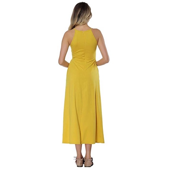 Natural Beauty Golden Yellow Maxi Dress w Pockets - Picture 4 of 6